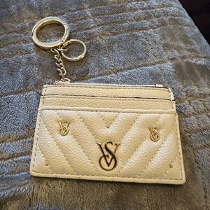 Victoria's Secret Quilted Cream Card Holder with Gold Details